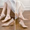 French High Heels Women's Stiletto 2024 New Internet Celebrity Hexiu Wedding Shoes Dress Bridesmaid Shoes Pointed Shallow Mouth Single Shoes