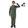 Boys Military Pilot Halloween Costume Retro Cosplay Airforce Uniform Children Flight Suits Army Jumpsuit