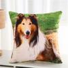 Чехол для подушки 45x45 см с принтом щенка, кошки, собаки, короткий, плюшевый, для гостиной, дивана, рождественское украшение для дома