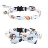 Adjustable Pet Collar with Rust-Free Bell Safety Buckle Cute Bow Tie Design Pet Neck Circle Fabric Food-themed Print Necklet for Small Medium Dogs