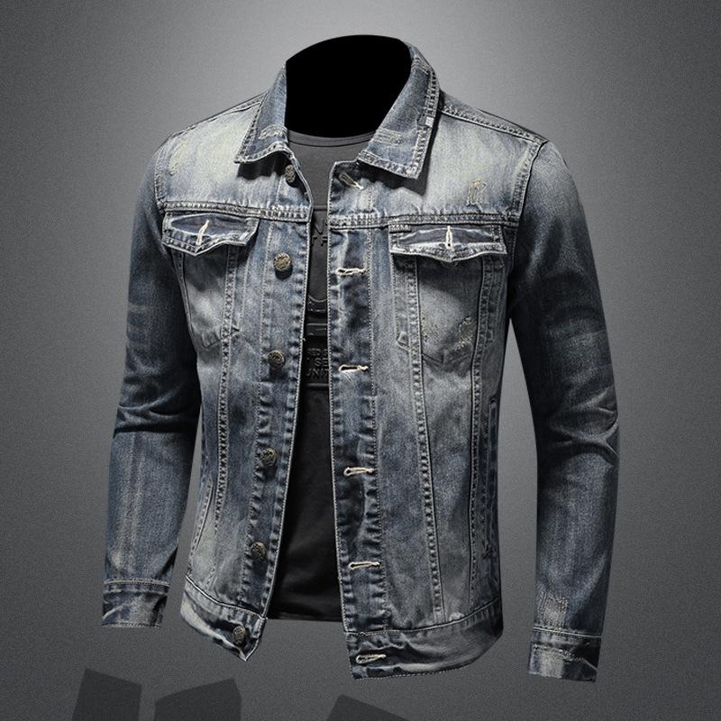 Новая мода Простой Ретро Slim Fit Джинсовое Пальто Мужская Куртка Джинсовая