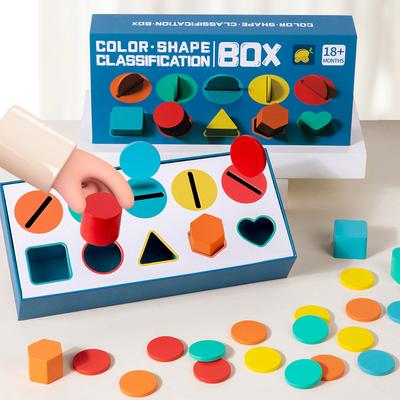 Деревянная коробка-сортировщик по форме и цвету Детские обучающие пособия Познание формы и цвета Сопоставление Коробка Обучающие игрушки
