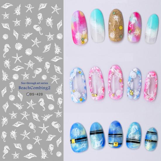 Водостойкая рыбья ракушка, морская звезда, наклейка для ногтей, полное покрытие, клейкий декор «сделай сам»,
