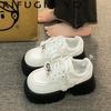 Muffin Platform Bread Shoes Women's Shoes Versatile 2025 New Small Man Showing Feet Small Dad Shoes Black and White Panda Shoes