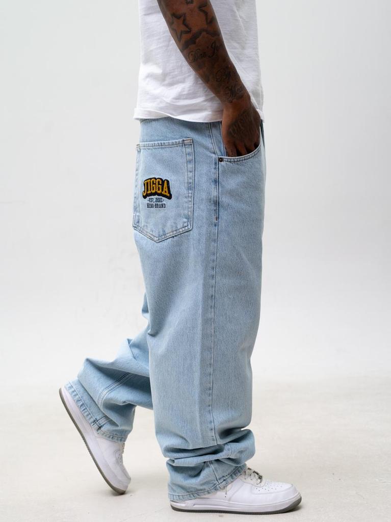 Jigga Wear New Outline XXL Men's Light Blue Super Baggy Jeans