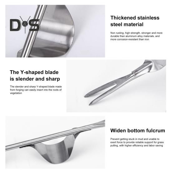Из нержавеющей стали для удаления сорняков, садовый ручной прополочник, ручной прополочник с деревянной ручкой для двора, газона, фермерского инструмента для прополки