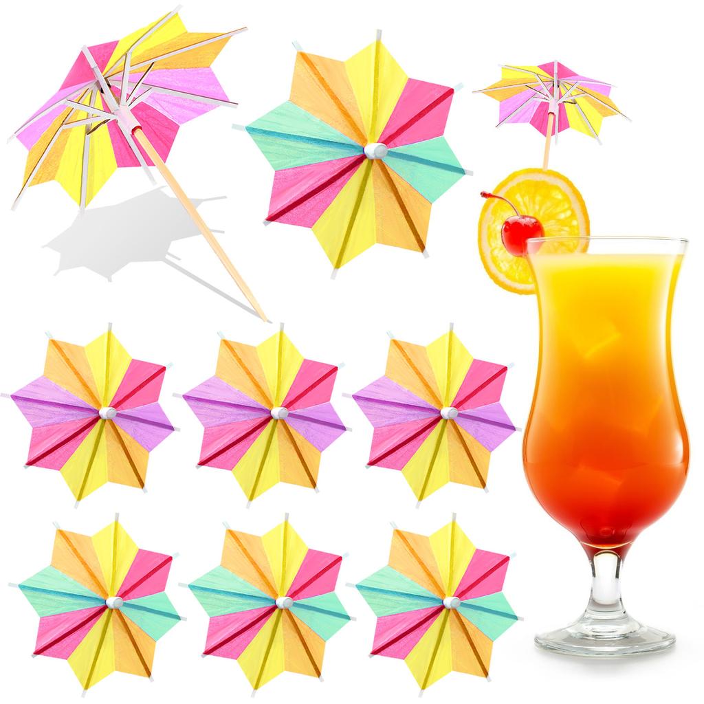 144 шт. восьмиугольный бумажный зонт для коктейля, тропическое дерево, бумажный зонт для напитков