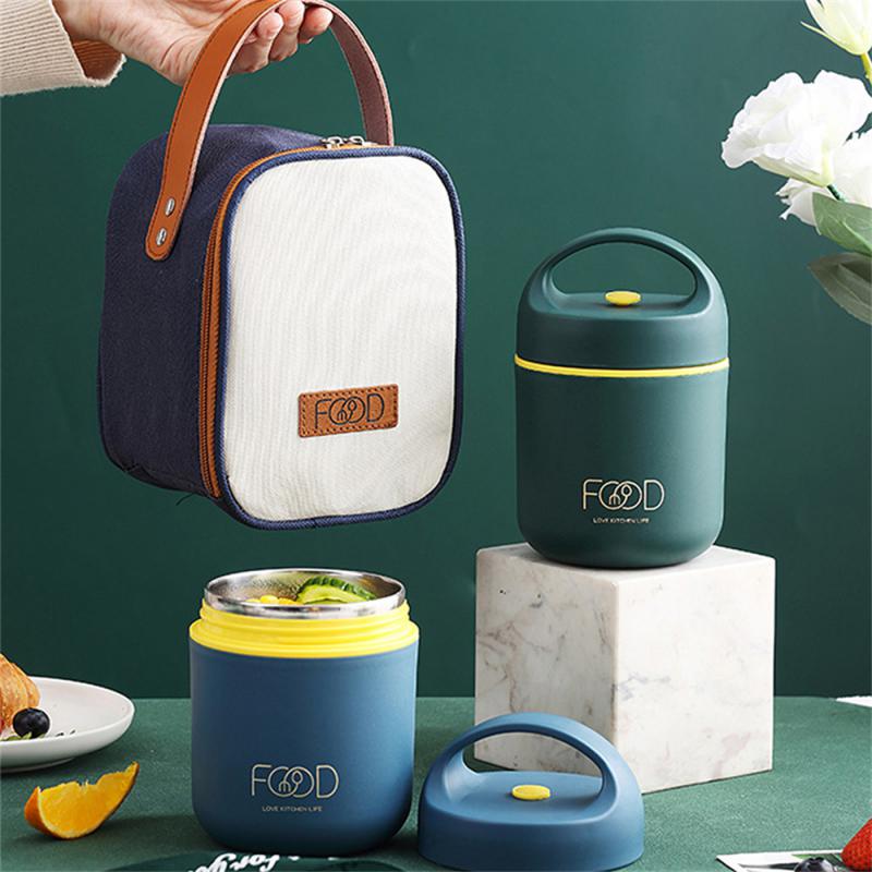 510ml Stainless Steel Lunch Box with Spoon Thermal Food Container Vaccum Cup Insulate Bento Box Thermos Soup Cup For Kids School