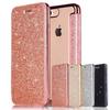 Роскошный блестящий кожаный чехол-книжка для iPhone 16 Pro Max 15 Plus 14 13 12 11 XS XR X SE 2026 Прозрачная блестящая задняя крышка из ТПУ