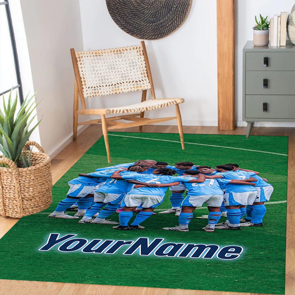 Manchester City Customize Text Floor Rug Office Rug Suitable for Playrooms Decorate room Living Rooms Game Room Anti-slip Rug Anime Office Decor