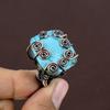 Tibetan Turquoise Handmade Copper Wire Wrap Jewelry Ring Size 6 a9J65