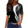 Футболки для женщин, плиссированные, с круглым вырезом, нарядные, повседневные, блузки с принтом, с коротким рукавом, летние топы, свободный крой