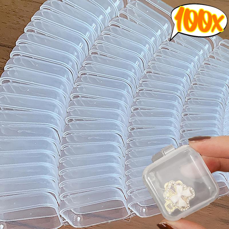 Plastic Transparent Mini Square Storage Boxes for Pills Jewelry Earrings Rings Storager Box Dustproof Protection Box Organizers