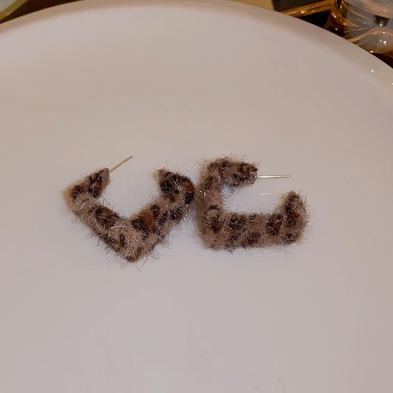 Серьги-подвески Геометрические с бантом Сердце леопарда Серебряная игла - Трендовый корейский стиль для женщин