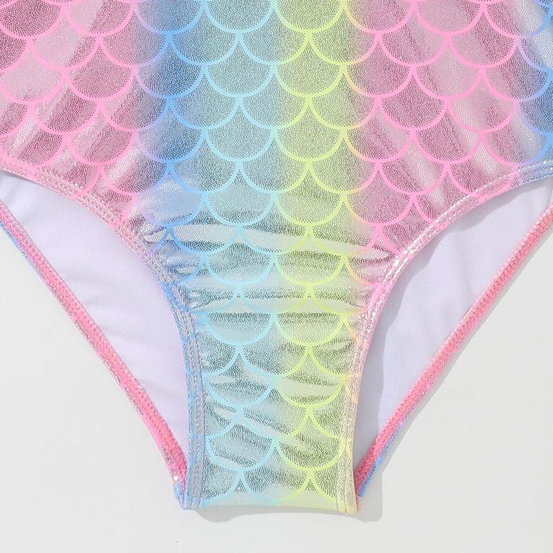 Новый детский купальник-русалка с оборками и открытыми плечами