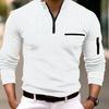 Spring and Autumn Men's Checked POLO Shirt Arm Zipper Sports Polo Shirt