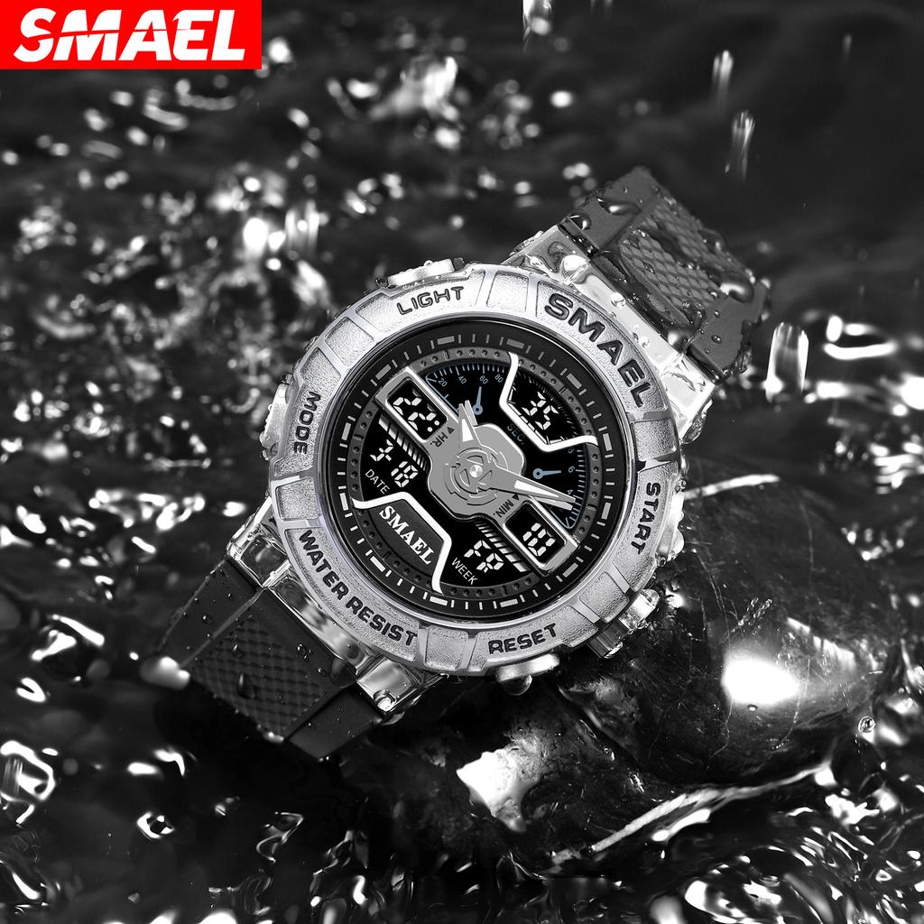 SMAEL Мужские часы 50 м водонепроницаемые спортивные кварцевые роскошные мужские часы брендовые секундомеры со светодиодной подсветкой 8067 мужские наручные часы
