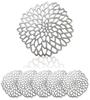 [GJTr] Set of 6 Coasters, Cup Holders, Glass Mat, PVC, Dahlia (Silver)
