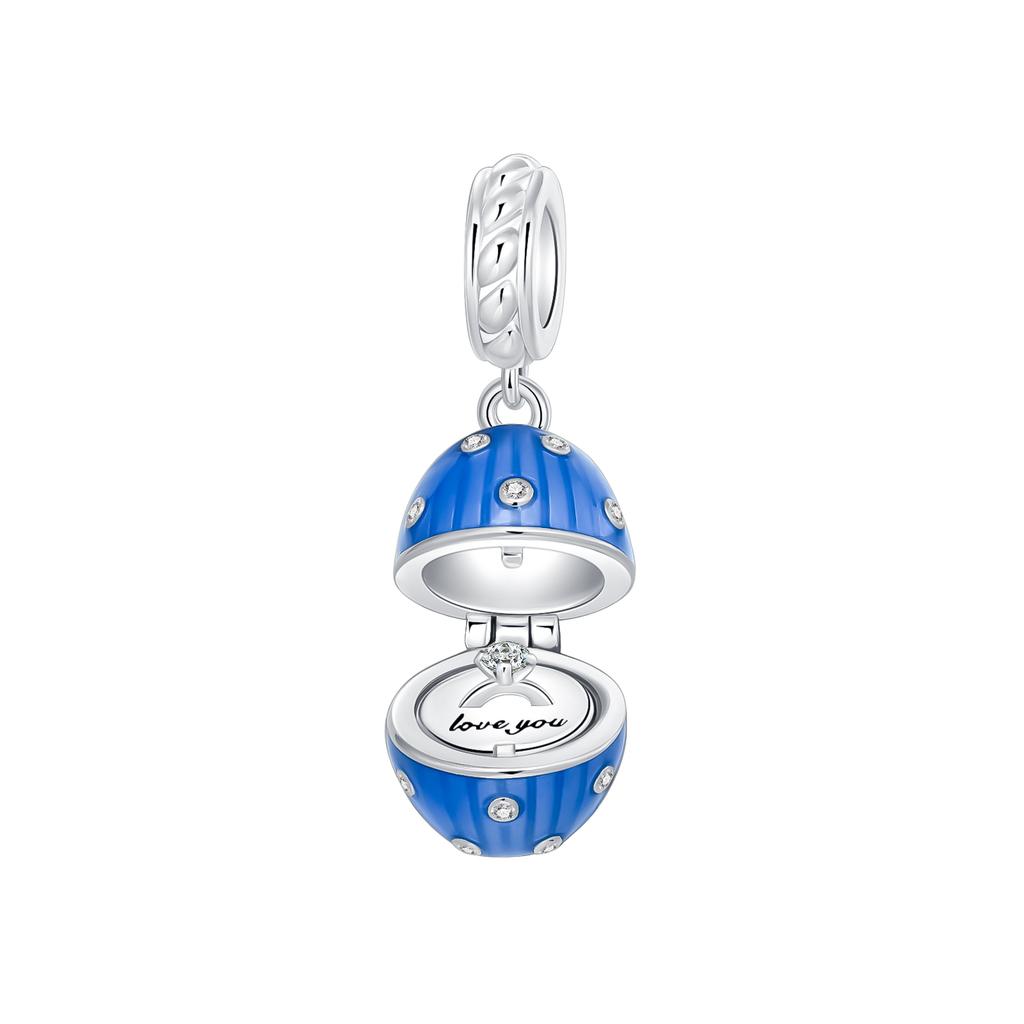 925 Silver 3D Openable Locket Bracelet Charm Bead Easter Pendant Fit Bracelet Necklace for Women DIY Gift