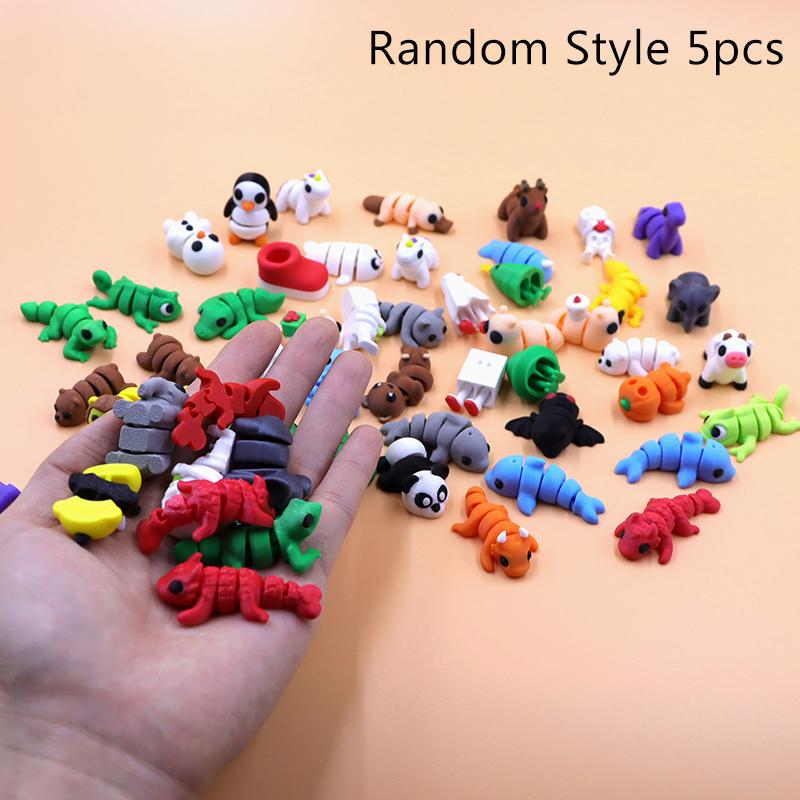 5/10Pcs Random 3D Printed Cute Small Creative Animal Figures Figurines Kids Birthday Party Gifts For Boys Girls