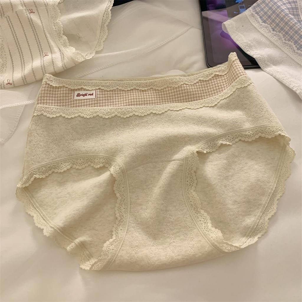 Women's Spring and Autumn Vintage Cotton Non Hip 10A Antibacterial Crotch Panties