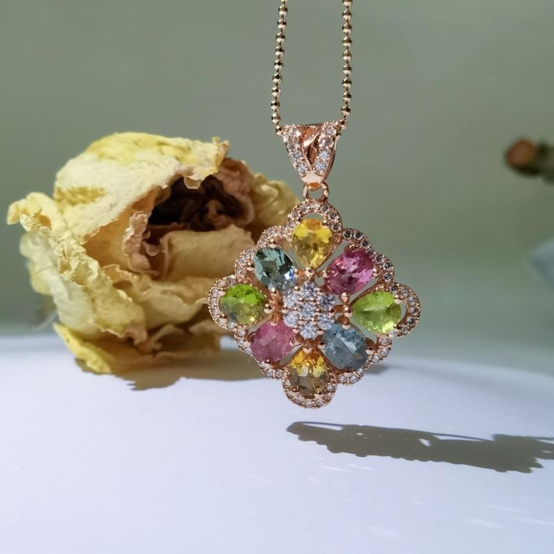 Sace Gems S925 стерлингового серебра 4*5 мм натуральный турмалин кулон ожерелья для женщин помолвка коктейльная вечеринка изящные ювелирные изделия