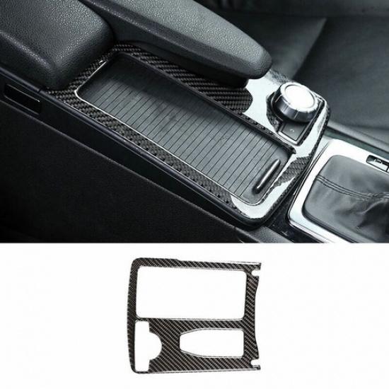 Real Carbon Fiber Gear Shift Box Panel Cover Trim For Benz C-Class W204 2008-14