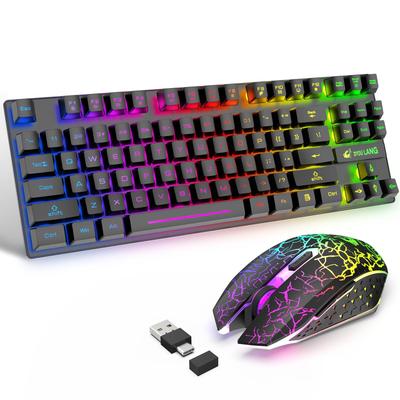 MAMBASNAKE x ZIYOU LANG T87 Беспроводная клавиатура и мышь Беспроводная клавиатура с и Радужной 87 Английской Тихой Светодиодной Дышащей Эргономичной Беспроводной Мембранной