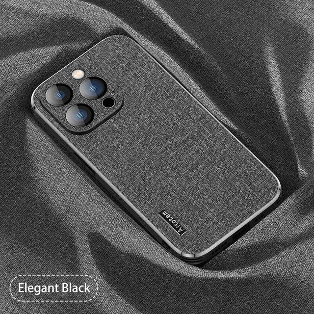 Роскошный тканевый чехол для телефона для iPhone 14 13 12 Pro Max 14 Plus, противоударный силиконовый мягкий бампер, тонкий жесткий чехол для задней панели из ПК, чехол