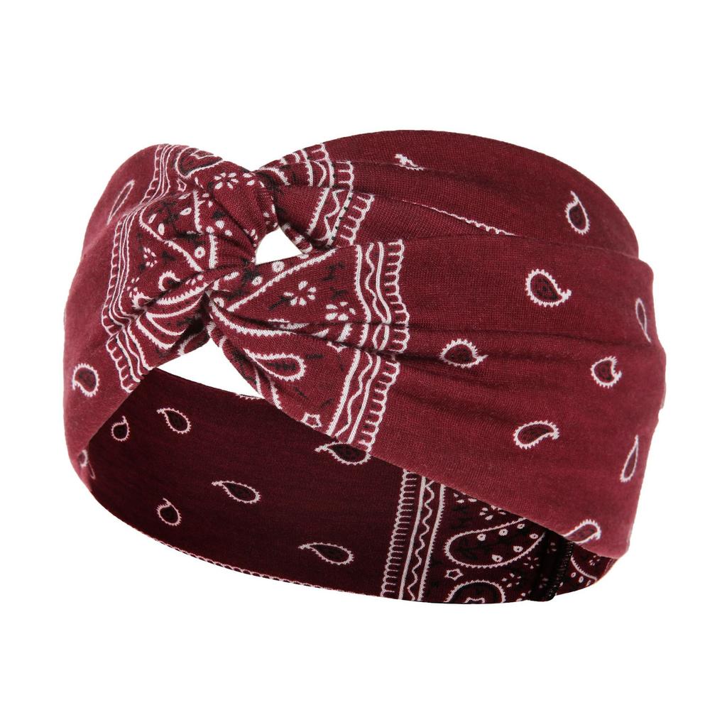 DX~~~ New Wide Brimmed Crossover Headband Lady's Bohemian Print Knitted Headband Sweat-wicking Bandana Sports Yoga Headband