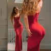 Осенне-зимнее женское сексуальное облегающее платье-халтер с глубоким вырезом, однотонное платье с бахромой и ягодицами