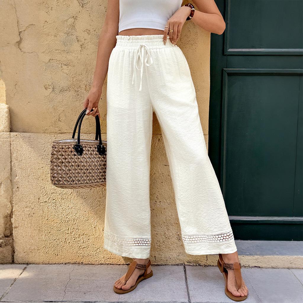 Весна/Лето Новый Стиль Однотонные Прямые Эластичная Талия Повседневные Брюки для Женщин