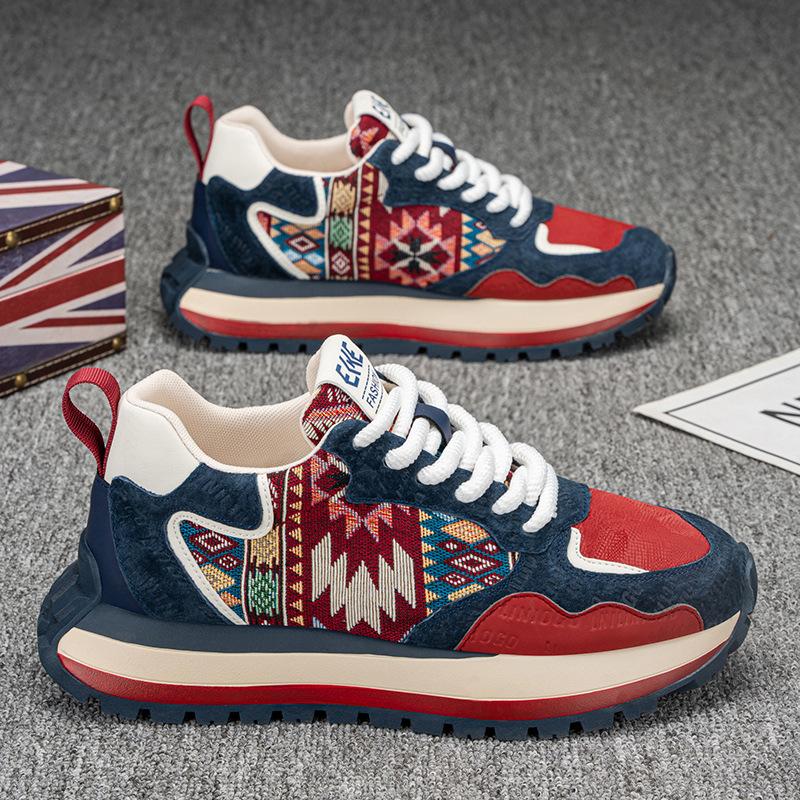 Весенне-осенняя мужская обувь, трендовая модная обувь с принтом и вышивкой, спортивная повседневная обувь, удобная толстая подошва