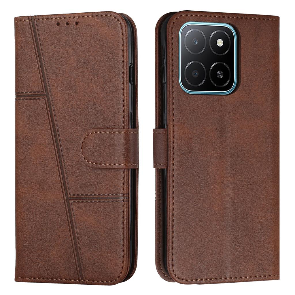 For Honor X6c 4G Leather Phone Case Foldable Stand Wallet Flip Cover with Strap