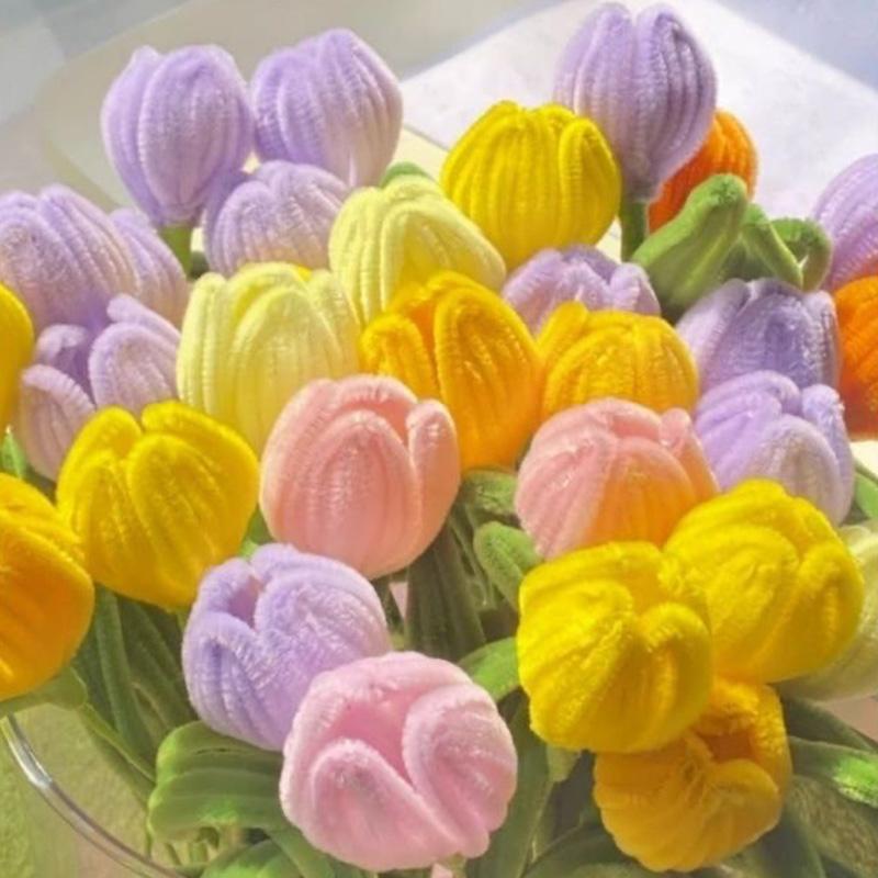 Готовый тюльпан, скрученный из плетеных стержней, букет цветов, плетеный вручную, искусственный цветок, свадебный букет, изделия ручной работы, подарки на день рождения