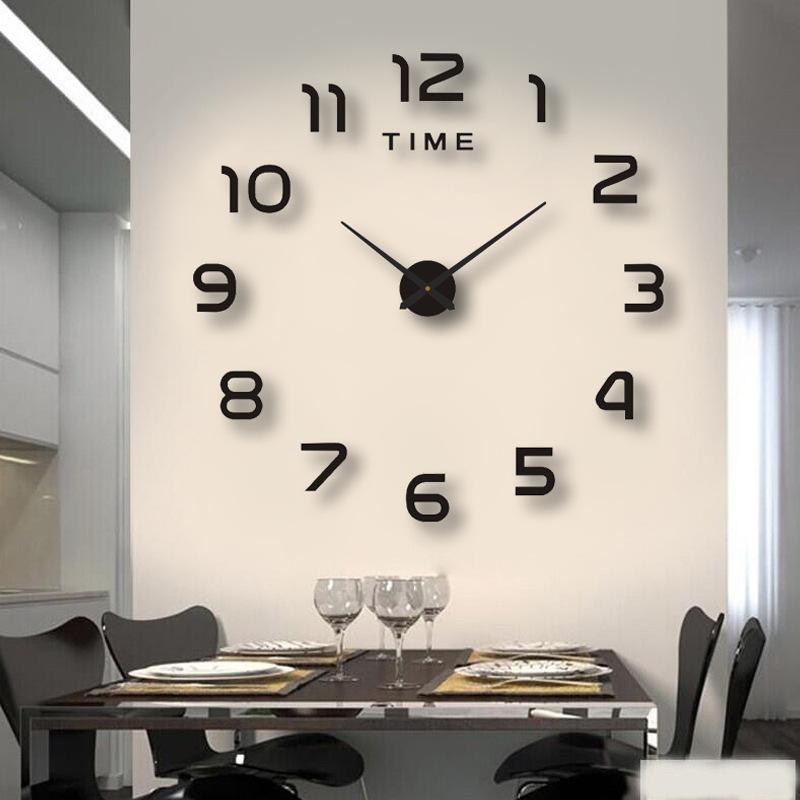 Large Creative Luminous Silent Clock Acrylic Number Decorative Wall Clock DIY Hanging Clock for Bedroom Simple Style