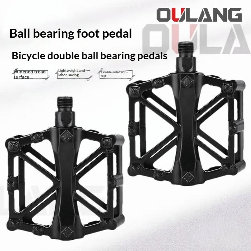 1 Pair Double Ball Bicycle Pedals Aluminum Alloy Anti Skid Mountain Bike Pedals Ultra-Light Flat Cycling Treadle Platform