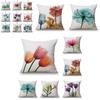 Premium Cotton Linen Pillow Case With Timeless Tulips Design For Home Decor