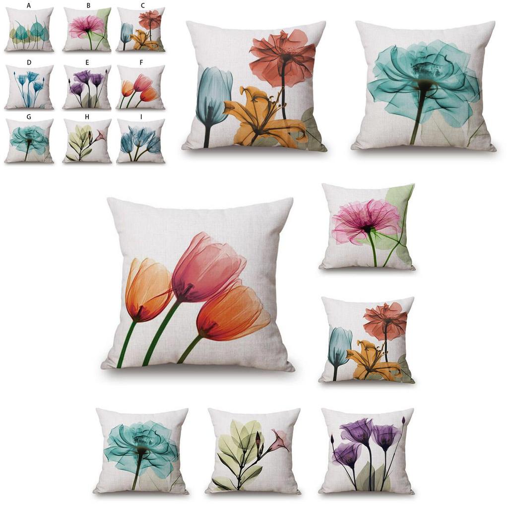 Premium Cotton Linen Pillow Case With Timeless Tulips Design For Home Decor