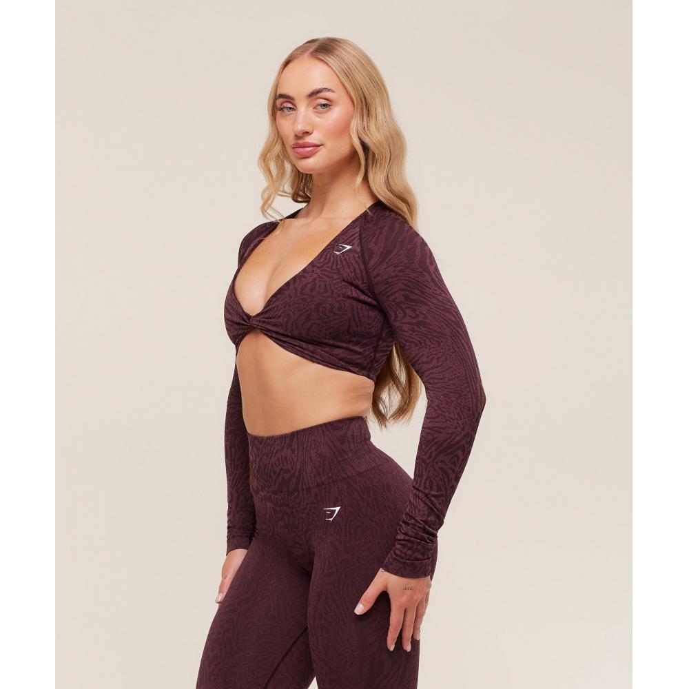 Gymshark Adapt Animal Long Sleeve Crop Top Cherry Purple Reset Pink B4c2z Pcgp