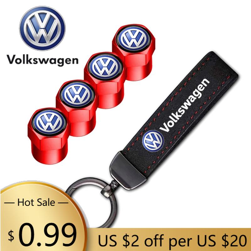 Для VOLKSWAGEN VW Автомобильные Колпачки Клапанов Колес С Чехлом Брелок-Кольцо для Ключей из Замши Для Volkswagen GTI Golf Tiguan Jetta Transpo