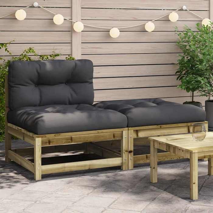 VidaXL Canapé de Jardin sans Accoudoirs avec Coussins et Repose-pieds, Siège avec Dossier, Meuble de Terrasse Patio 838132