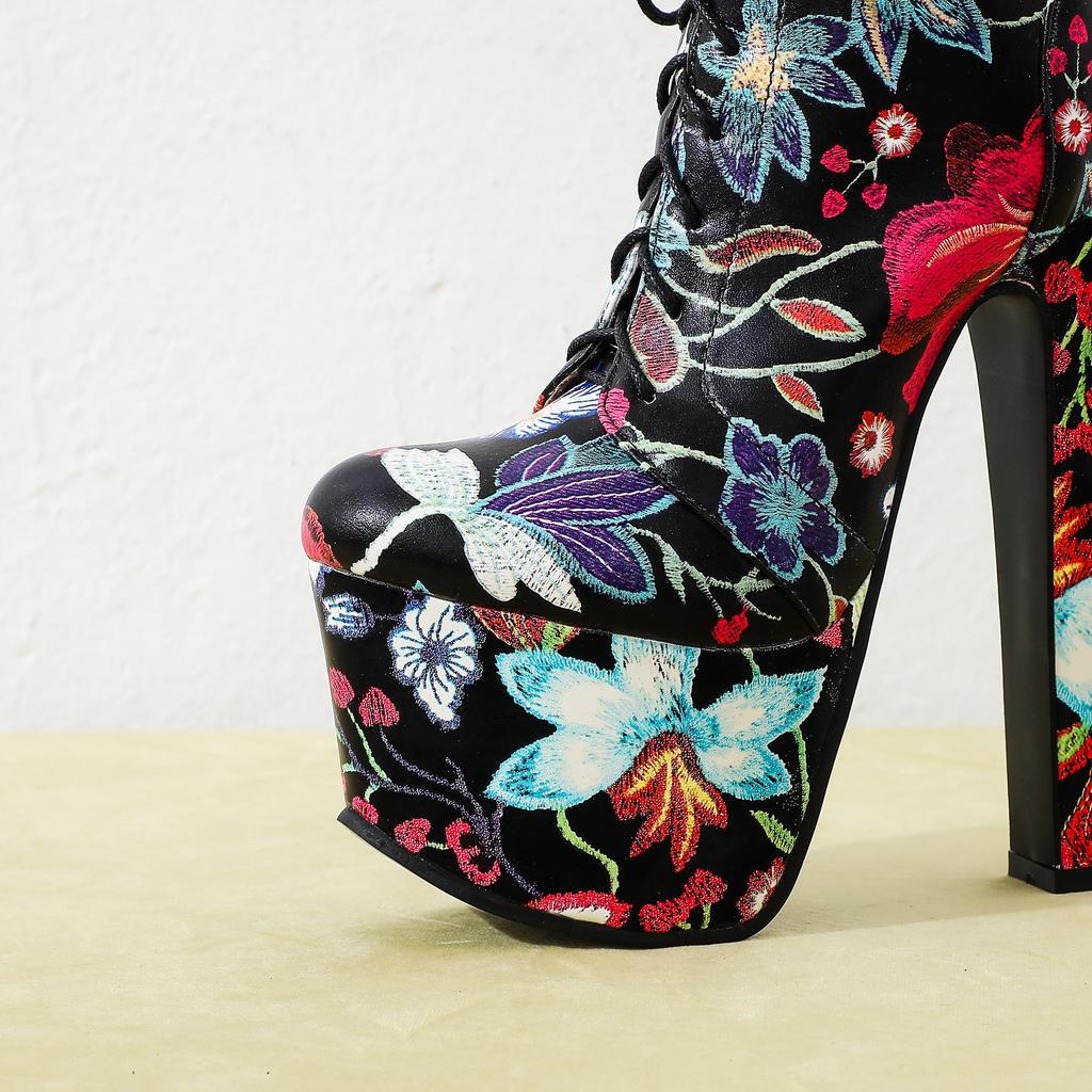 Q/L8/Women's High Heel Short Boots Autumn and Winter New Waterproof Platform Thick Heel Large Size Women's Boots