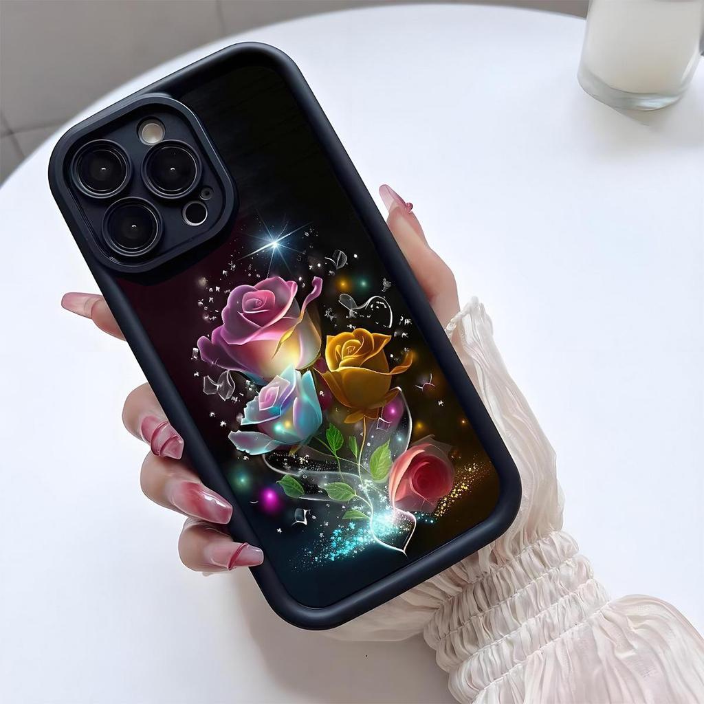 Чехол для iPhone 15/16/17 с блестящим песком «Волшебный Алмаз» с черной канавкой и дизайном «Небесное Око»