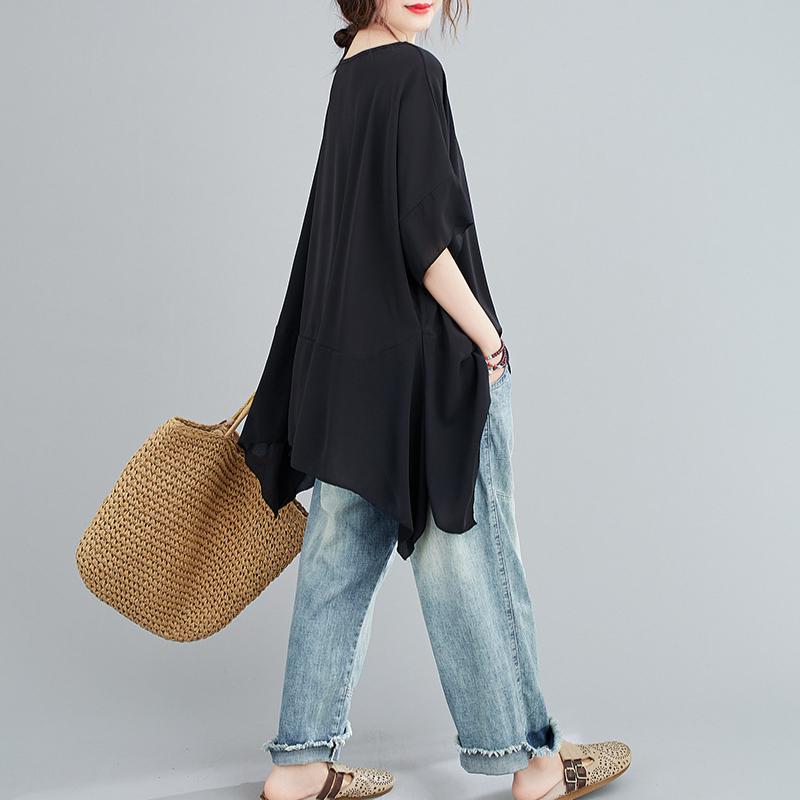 Футболка Fat Sister Plus Size, летняя женская, с короткими рукавами, свободная, модная, с тонкой строчкой и прикрывающей живот, из шифона