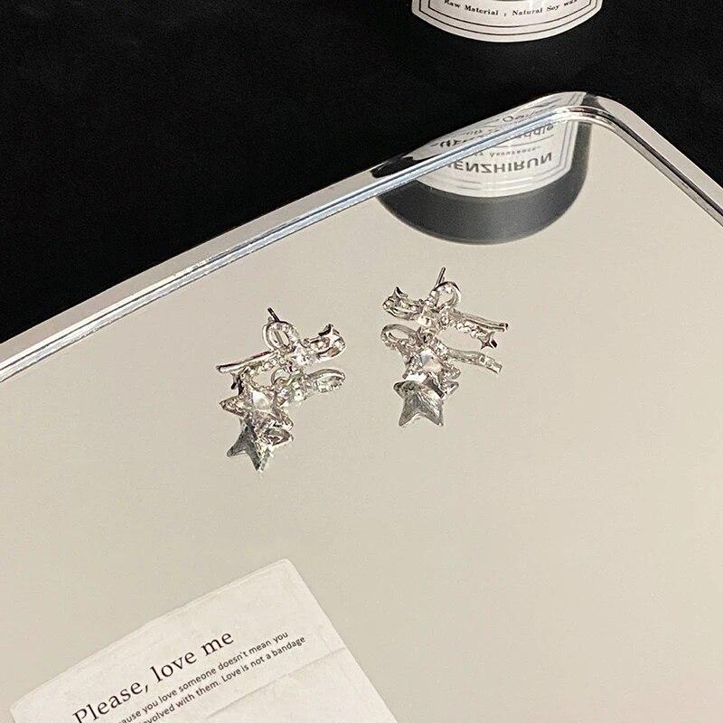 Новые модные серьги с микро-инкрустацией из циркона и бантом и звездой для женских ювелирных изделий