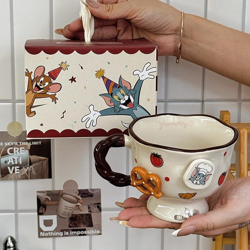 Подарки на день рождения для девочек, кофейные кружки с кошкой и мышкой, высококачественные питьевые чашки для девочек, подарочные коробки