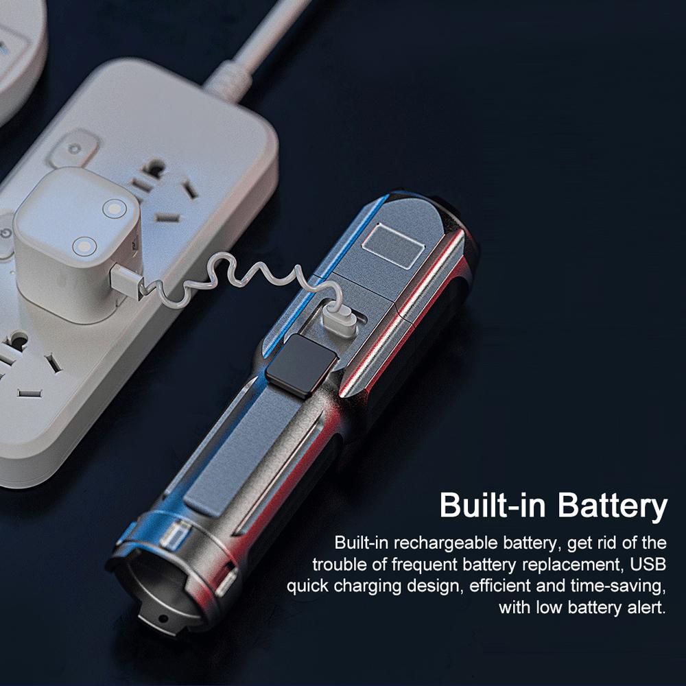 LED Rechargeable Flashlight Mini Handheld Zoomable Flashlight High Lumen Camping Light with 3 Light