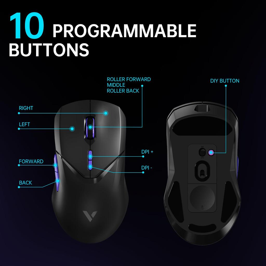 Rapoo VT9Pro4K беспроводная игровая мышь PAW 3398 сенсор 26000 точек на дюйм 4K частота опроса игровая мышь электронная соревновательного класса производительность игровая мышь 68 г