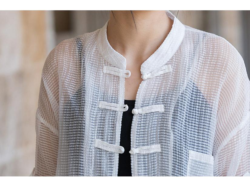 Women's Chinese-Style Cotton Linen Sunscreen Cardigan - Summer Trend